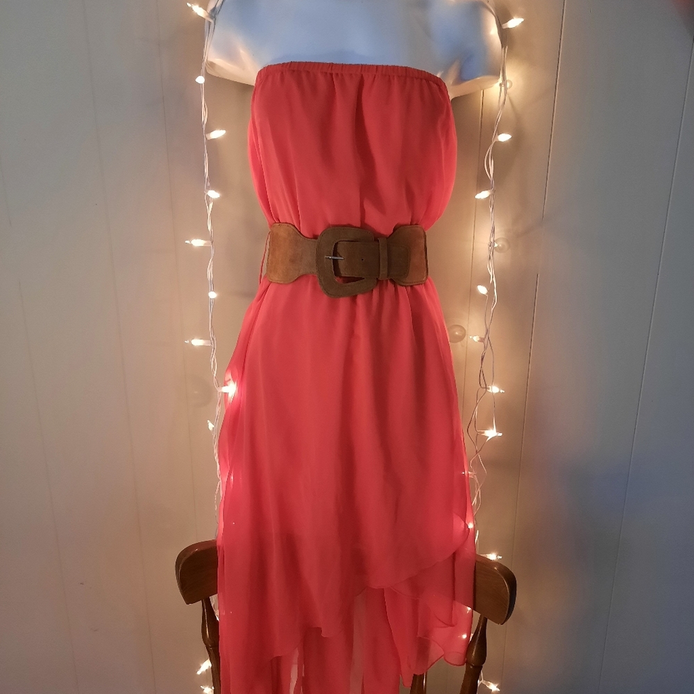 Strapless High-low Coral Dress